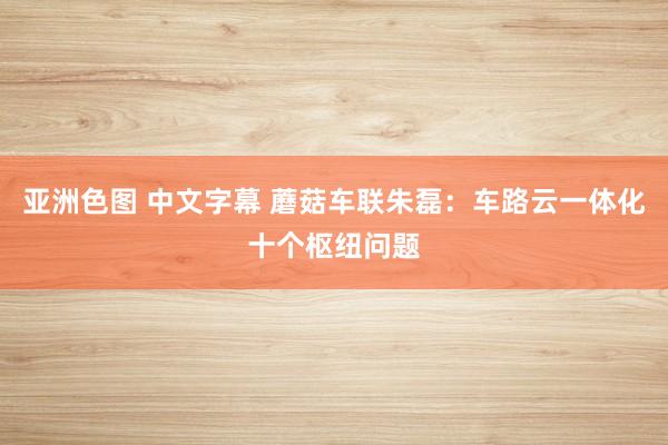 亚洲色图 中文字幕 蘑菇车联朱磊：车路云一体化十个枢纽问题