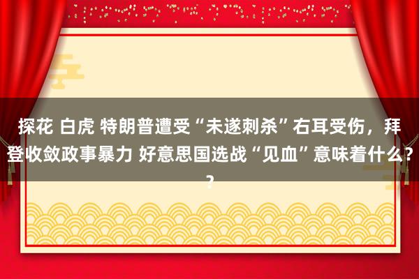 探花 白虎 特朗普遭受“未遂刺杀”右耳受伤，拜登收敛政事暴力 好意思国选战“见血”意味着什么？