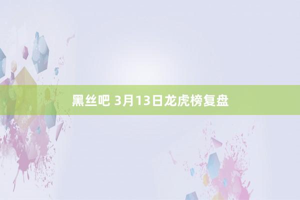 黑丝吧 3月13日龙虎榜复盘